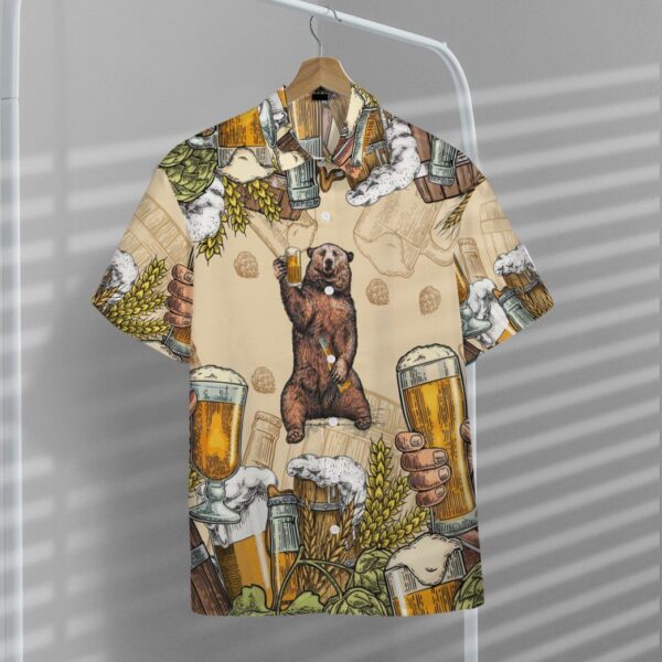 Gearhumans 3D Bear and Beer Custom Hawaii Shirt GS07072119 Hawai Shirt