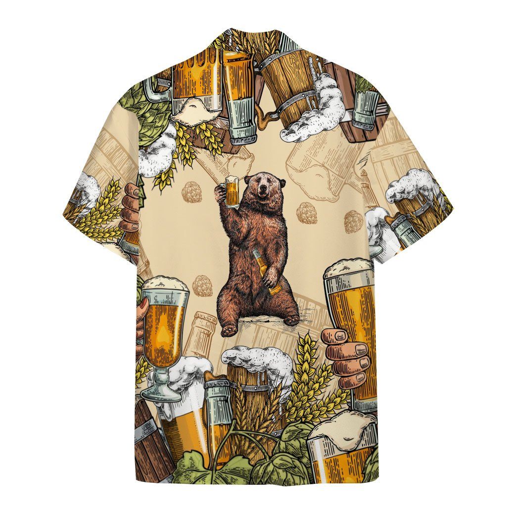 Gearhumans 3D Bear and Beer Custom Hawaii Shirt GS07072119 Hawai Shirt