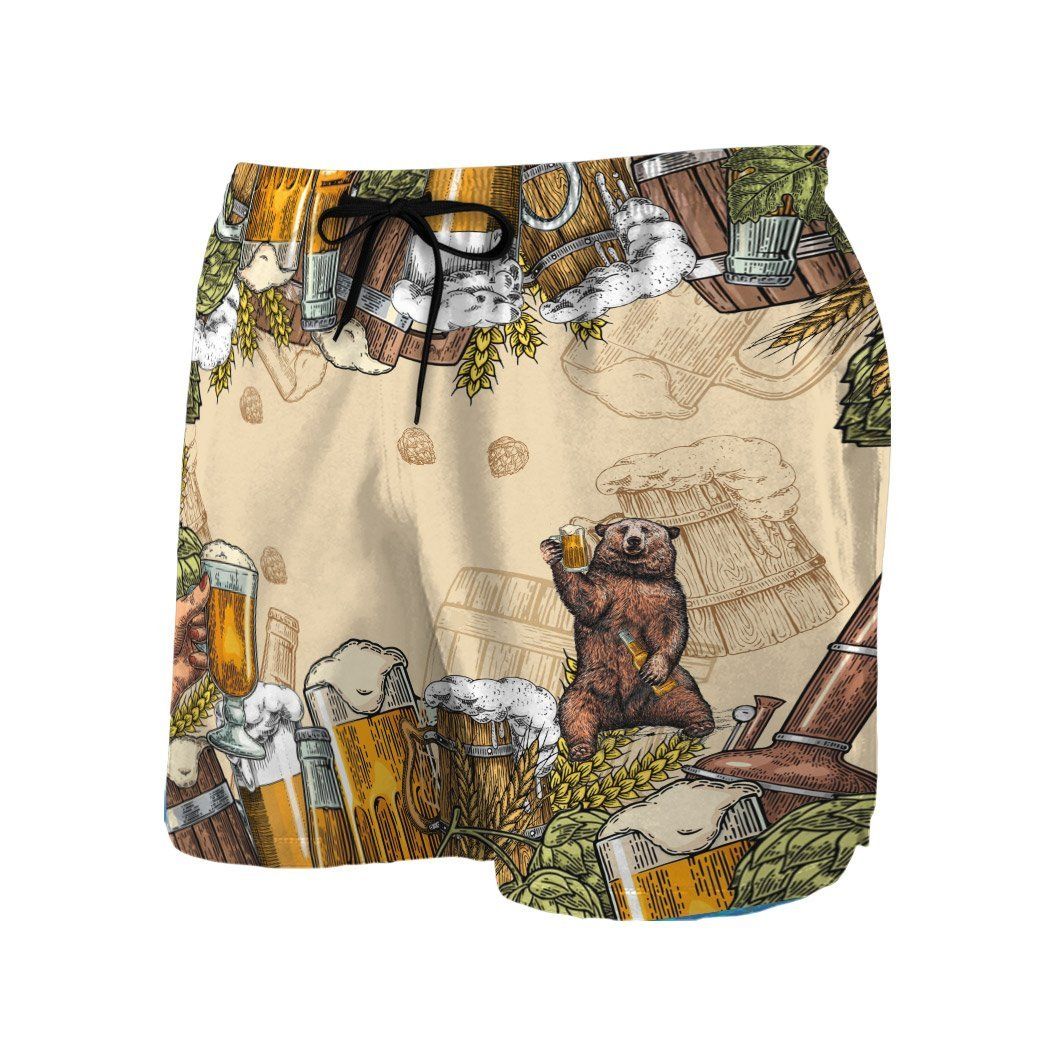 Gearhumans 3D Bear and Beer Custom Hawaii Shirt GS07072119 Hawai Shirt