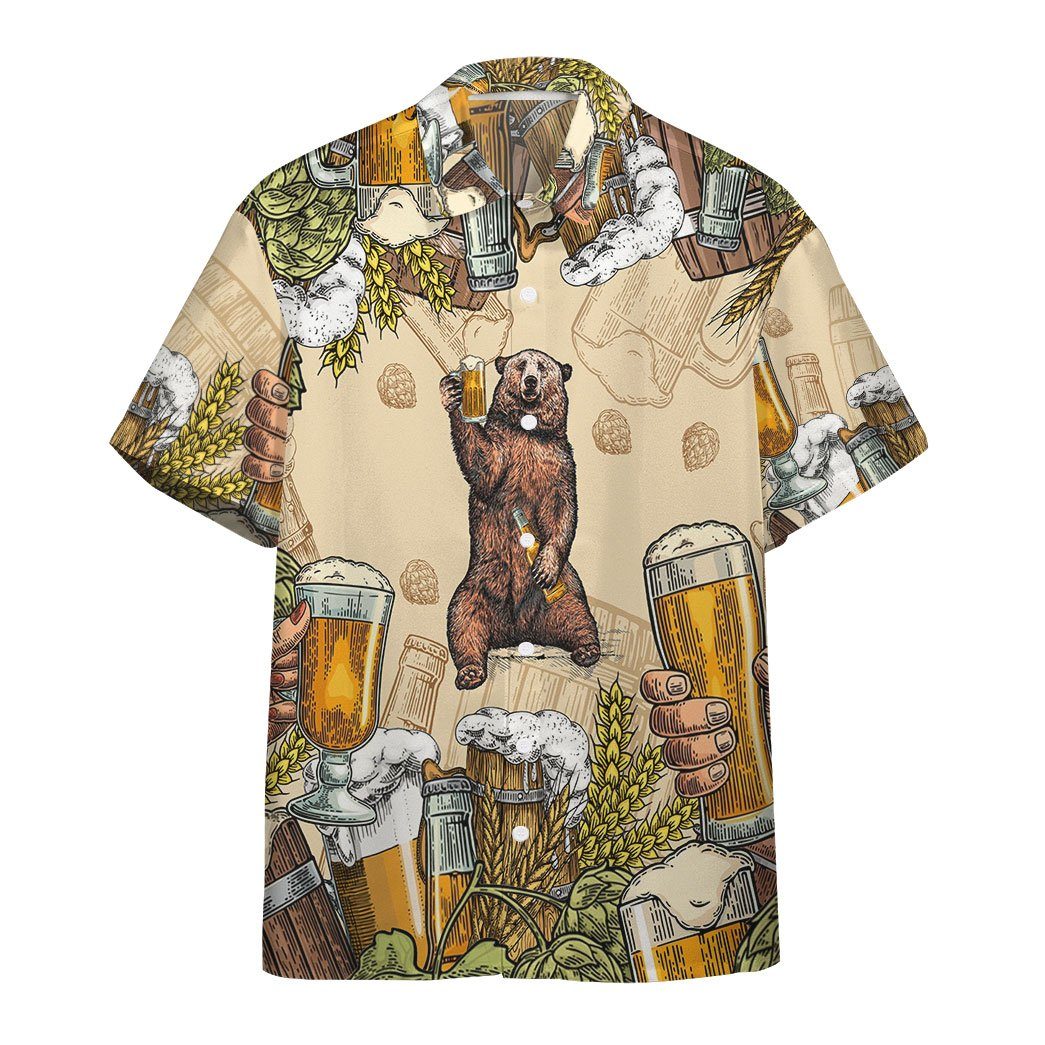 Gearhumans 3D Bear and Beer Custom Hawaii Shirt GS07072119 Hawai Shirt Hawai Shirt S