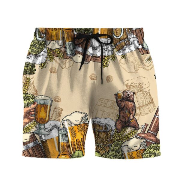 Gearhumans 3D Bear and Beer Custom Men Short GS07072120 Men Shorts Men Shorts S 