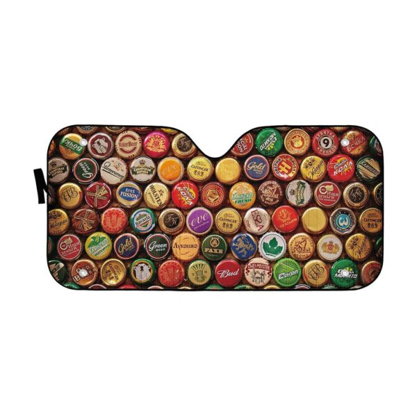 Gearhumans 3D Beer Bottle Caps Custom Car Auto Sunshade GO23042114 Auto Sunshade 57''x27.5'' 