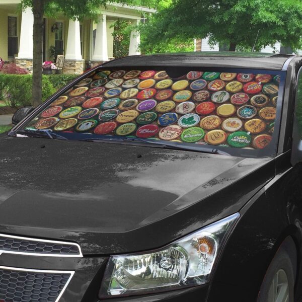 Gearhumans 3D Beer Bottle Caps Custom Car Auto Sunshade GO23042114 Auto Sunshade 