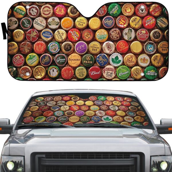 Gearhumans 3D Beer Bottle Caps Custom Car Auto Sunshade GO23042114 Auto Sunshade