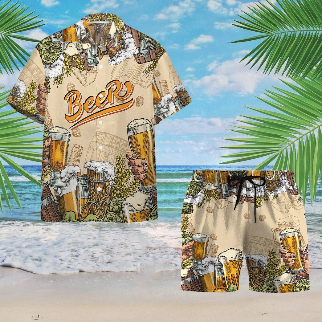 Gearhumans 3D Beer Custom Men Short GS06072118 Hawai Shirt