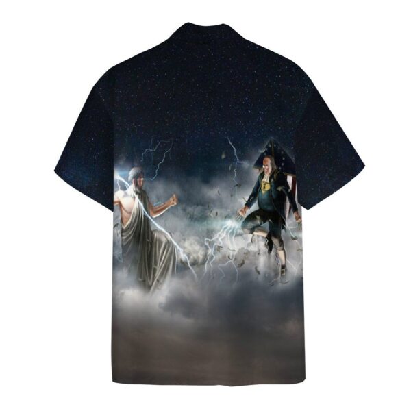 Gearhumans 3D Ben Franklin vs. Zeus Custom Short Sleeve Shirt GW3006215 Hawai Shirt