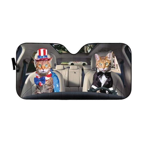 gearhumans 3D Bengal Cat Couple Custom Car Auto Sunshade GV31071 Auto Sunshade 57''x27.5'' 