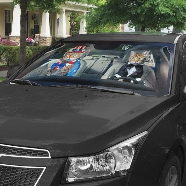 gearhumans 3D Bengal Cat Couple Custom Car Auto Sunshade GV31071 Auto Sunshade 