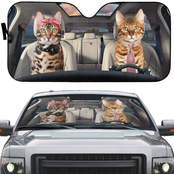 gearhumans 3D Bengal Cat Custom Car Auto Sunshade GV300715 Auto Sunshade