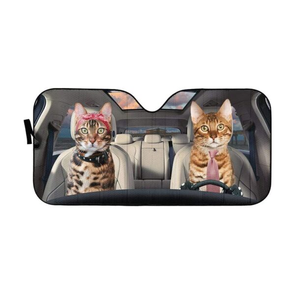 gearhumans 3D Bengal Cat Custom Car Auto Sunshade GV300715 Auto Sunshade 57''x27.5'' 