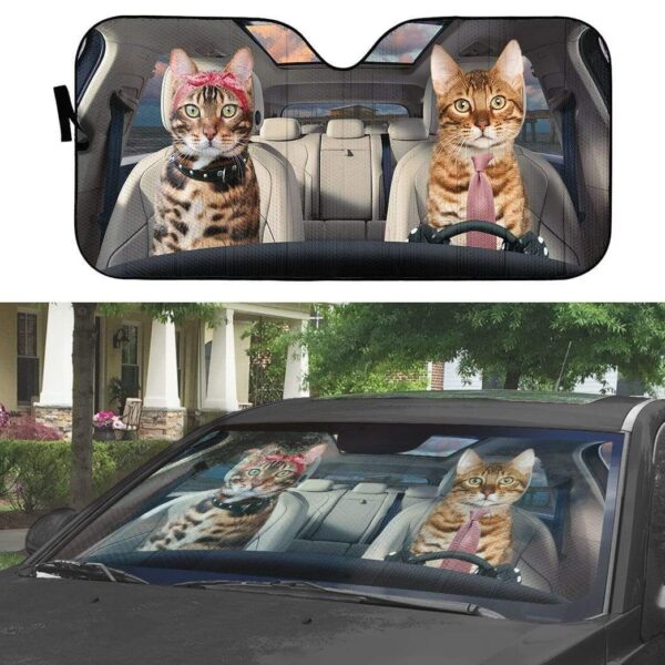 gearhumans 3D Bengal Cat Custom Car Auto Sunshade GV300715 Auto Sunshade 