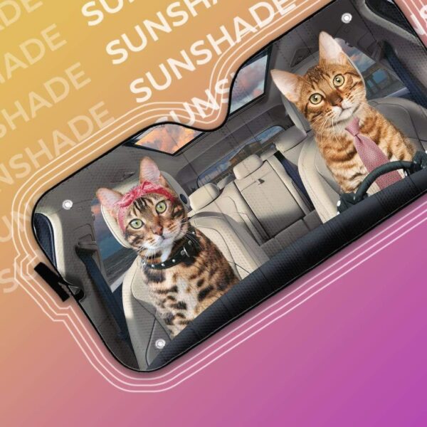 gearhumans 3D Bengal Cat Custom Car Auto Sunshade GV300715 Auto Sunshade 