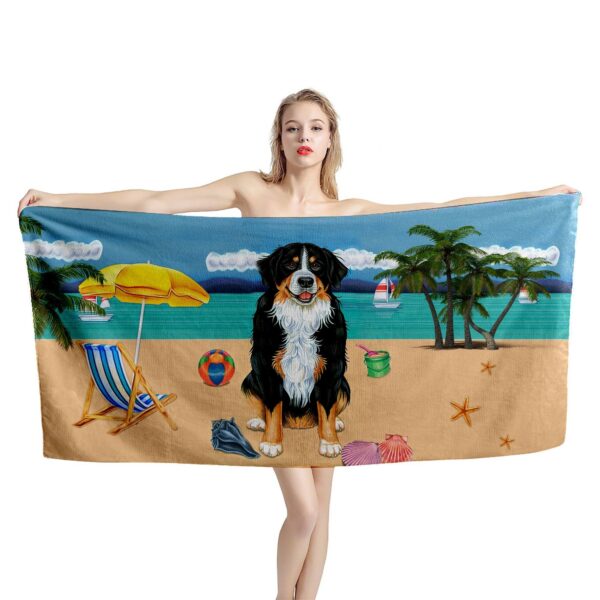 Gearhumans 3D Bernese Mountain Dog Custom Beach Towel GW1105213 Towel