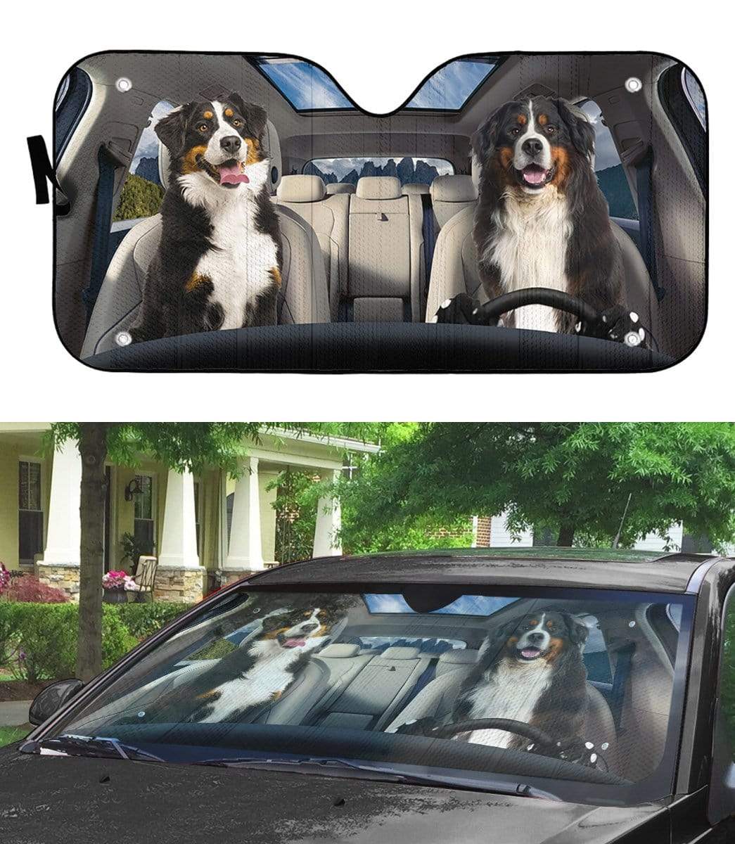 gearhumans 3D Bernese Mountain Dog Custom Sunshade GS19062 Auto Sunshade