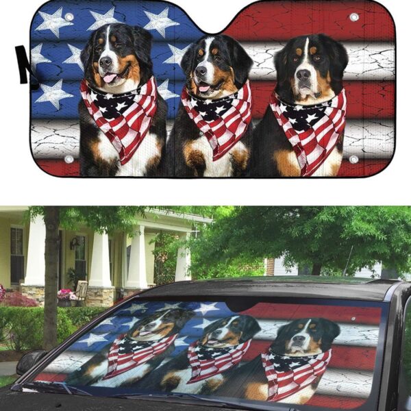 Gearhumans 3D Bernese USA Flag Custom Sunshade GW31052113 Auto Sunshade 