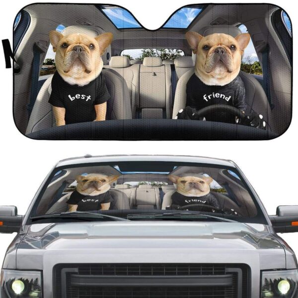 gearhumans 3D Best Friend Bulldogs Custom Car Auto Sunshade GV170612 Auto Sunshade 