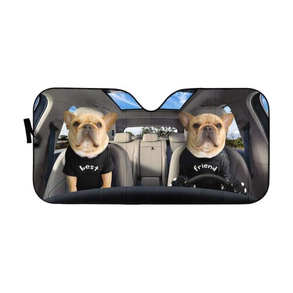 gearhumans 3D Best Friend Bulldogs Custom Car Auto Sunshade GV170612 Auto Sunshade 57''x27.5'' 