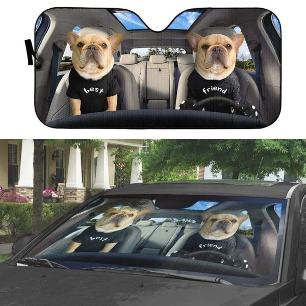 gearhumans 3D Best Friend Bulldogs Custom Car Auto Sunshade GV170612 Auto Sunshade
