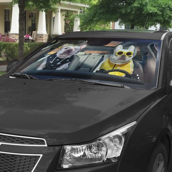 gearhumans 3D Best Friend Forever Bulldogs Custom Car Auto Sunshade GV170610 Auto Sunshade