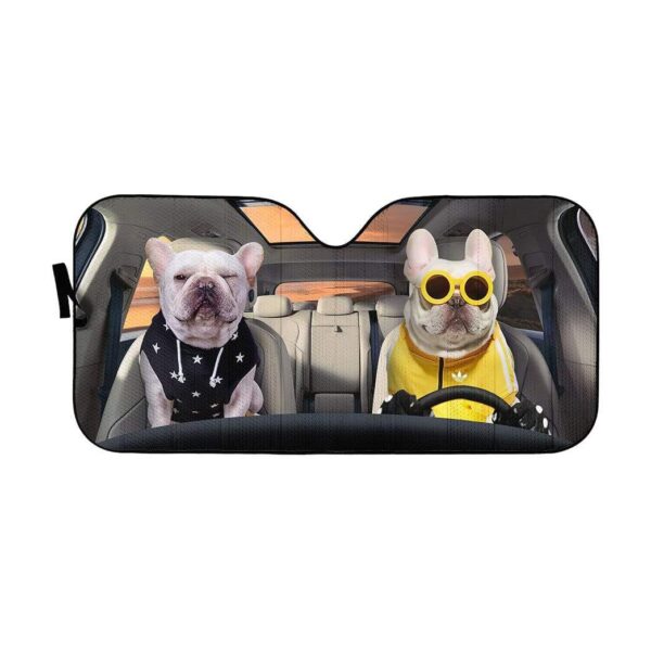 gearhumans 3D Best Friend Forever Bulldogs Custom Car Auto Sunshade GV170610 Auto Sunshade 57''x27.5'' 