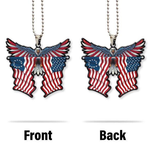 Gearhumans 3D Betsy Ross Flag and United States Flag Custom Car Hanging GW0306214 Car Hanging 