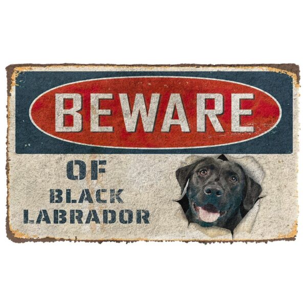 Gearhumans 3D Beware Of Black Labrador Custom Doormat GS0605212 Doormat Doormat S(15,8inchx23,6inch)