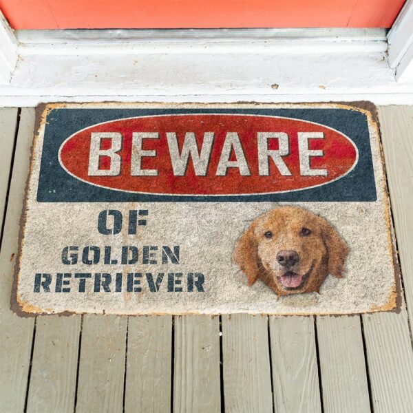 Gearhumans 3D Beware Of Golden Retriever Custom Doormat GS0605211 Doormat 