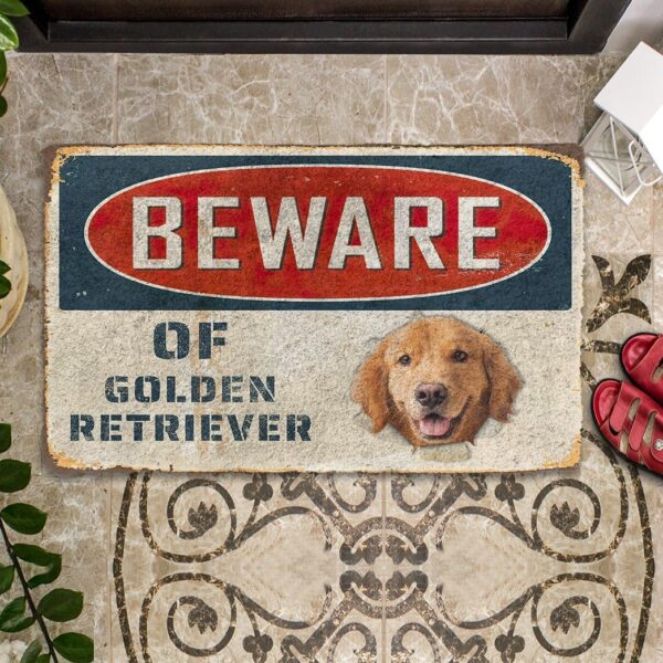 Gearhumans 3D Beware Of Golden Retriever Custom Doormat GS0605211 Doormat 