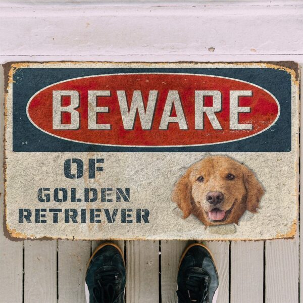 Gearhumans 3D Beware Of Golden Retriever Custom Doormat GS0605211 Doormat