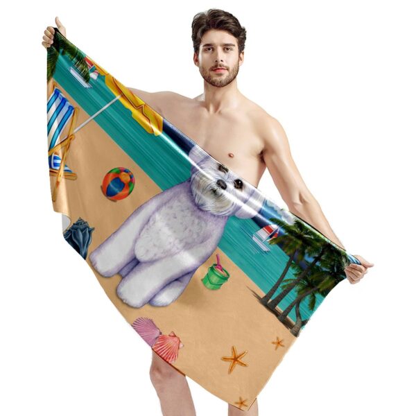 Gearhumans 3D Bichon Frise Dog Custom Beach Towel GW1105219 Towel 