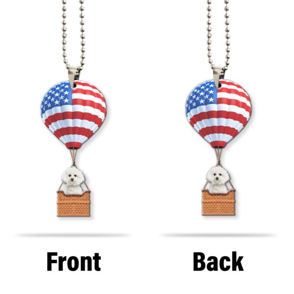 Gearhumans 3D Bichon Frise Dog In Hot Air Balloon Custom Car Hanging GW27052113 Car Hanging