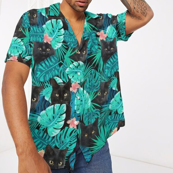 Gearhumans 3D Black Cat Tropical Hawaii Shirt ZB16033 Hawai Shirt