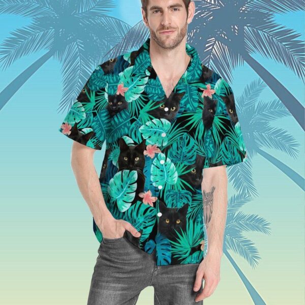 Gearhumans 3D Black Cat Tropical Hawaii Shirt ZB16033 Hawai Shirt