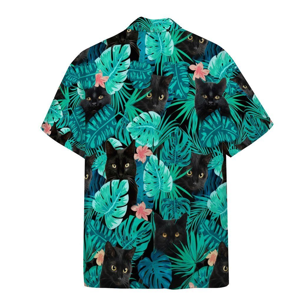 Gearhumans 3D Black Cat Tropical Hawaii Shirt ZB16033 Hawai Shirt
