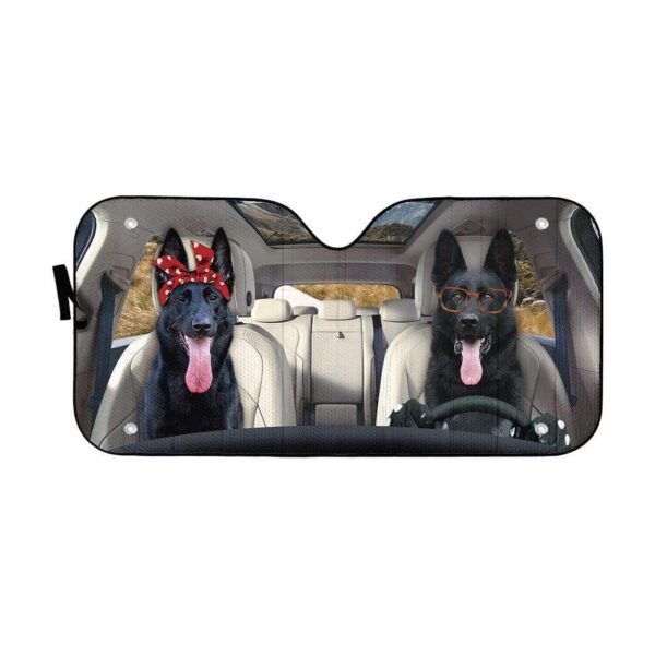 gearhumans 3D Black German Shepherd Dog Custom Car Auto Sunshade GV130710 Auto Sunshade 57''x27.5'' 