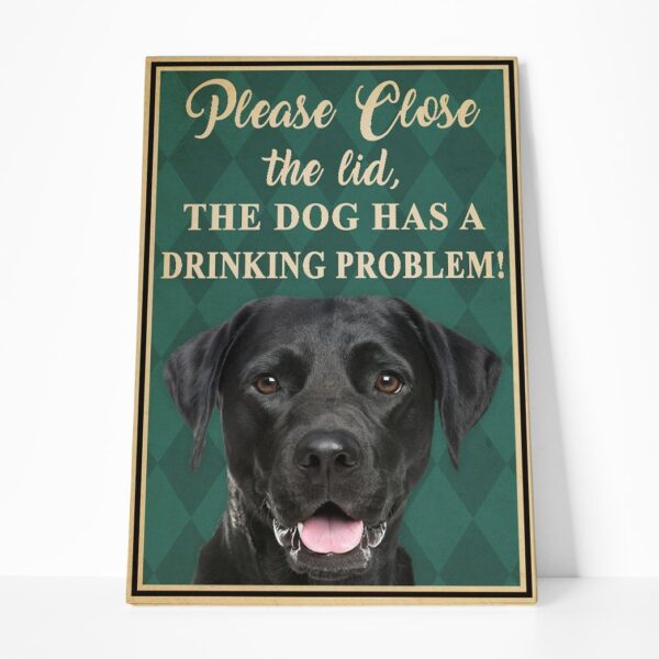 Gearhumans 3D Black Labrador Please Close The Lid Custom Canvas GW05055 Canvas 1 Piece Non Frame M