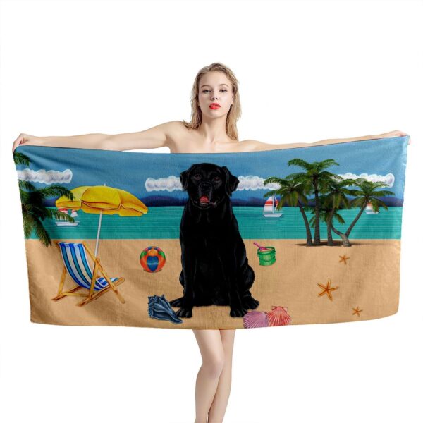 Gearhumans 3D Black Labrador Retriever Dog Custom Beach Towel GW11052110 Towel