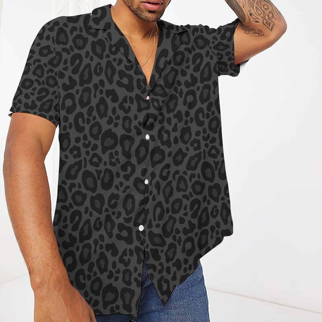 Gearhumans 3D Black Leopard Hawaii Shirt ZK1705218 Hawai Shirt