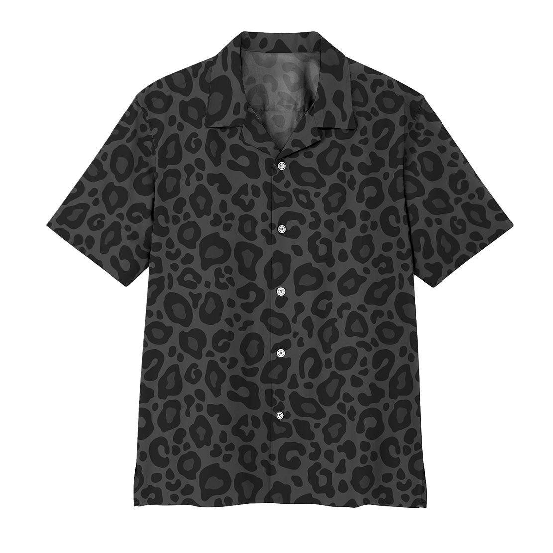 Gearhumans 3D Black Leopard Hawaii Shirt ZK1705218 Hawai Shirt Short Sleeve Shirt S