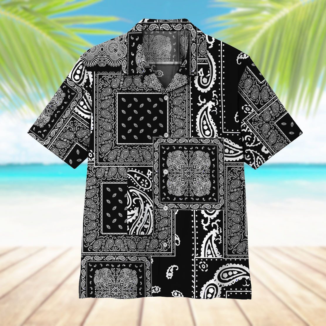 Gearhumans 3D Black Multiple Paisley Bandanas Hawaii Shirt ZK0705218 Hawai Shirt