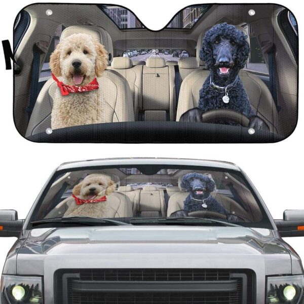gearhumans 3D Black Poodle And Goldendoodle Custom Car Auto Sunshade GW19068 Auto Sunshade