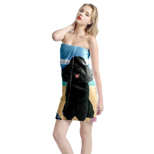 Gearhumans 3D Black Poodle Dog Custom Beach Towel GW12052115 Towel 