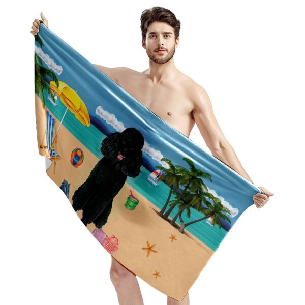 Gearhumans 3D Black Poodle Dog Custom Beach Towel GW12052115 Towel 