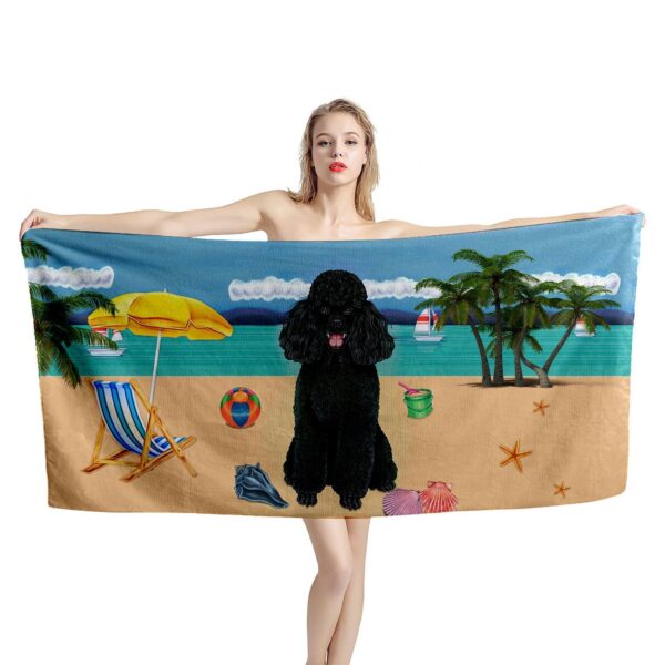 Gearhumans 3D Black Poodle Dog Custom Beach Towel GW12052115 Towel