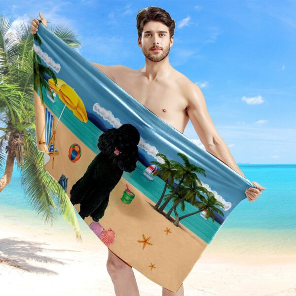 Gearhumans 3D Black Poodle Dog Custom Beach Towel GW12052115 Towel 