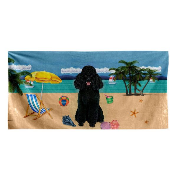 Gearhumans 3D Black Poodle Dog Custom Beach Towel GW12052115 Towel Towel 60''x30''
