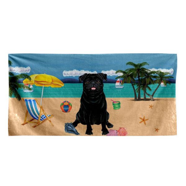 Gearhumans 3D Black Pug Dog Custom Beach Towel GW120520 Towel Towel 60''x30'' 