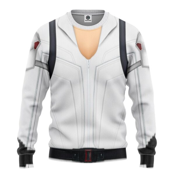 Gearhumans 3D Black Widow White Suit Custom Tshirt Hoodie Apparel GW01072110 3D Apparel Long Sleeve S