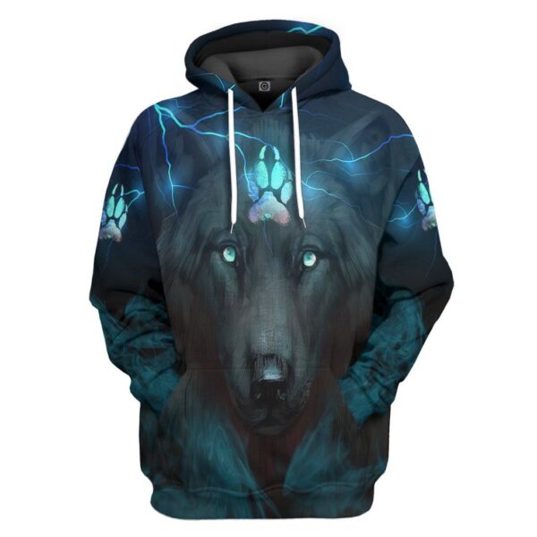 Gearhumans 3D Black Wolf Custom Tshirt Hoodie Apparel GO06052122 3D Apparel Hoodie S 