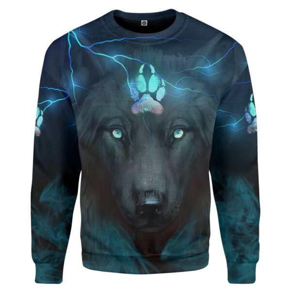 Gearhumans 3D Black Wolf Custom Tshirt Hoodie Apparel GO06052122 3D Apparel Long Sleeve S